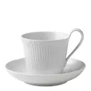 White Fluted Half Lace kopp med högt handtag 24 cl + fat