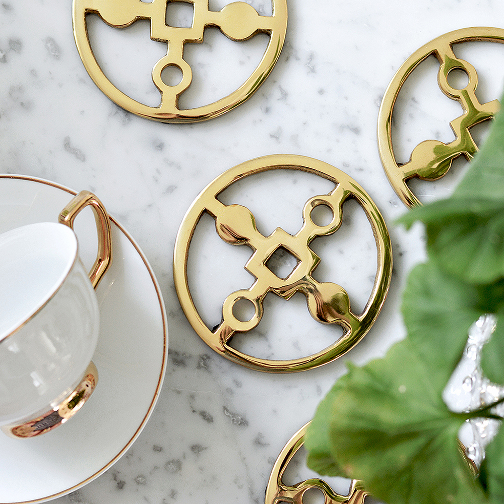 Hilke Anima gemella glassunderlag 4 stk messing