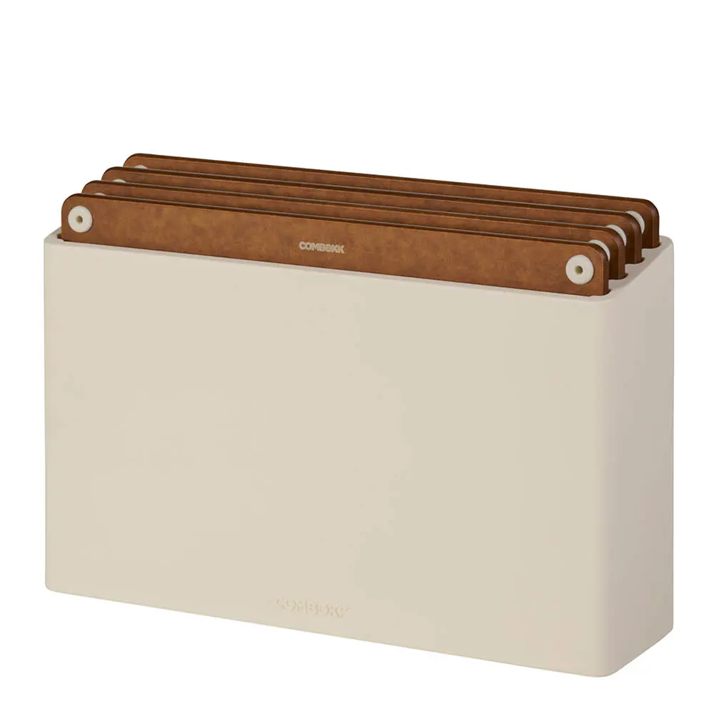 Leikkuulautasetti telineellä 4 osaa Sand/Ruskea