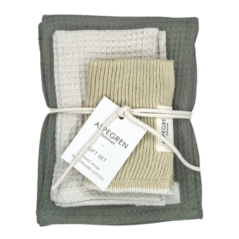 Lahjapakkaus: Keittiöpyyhe 1 kpl & Tiskirätti 2 kpl Wasabi