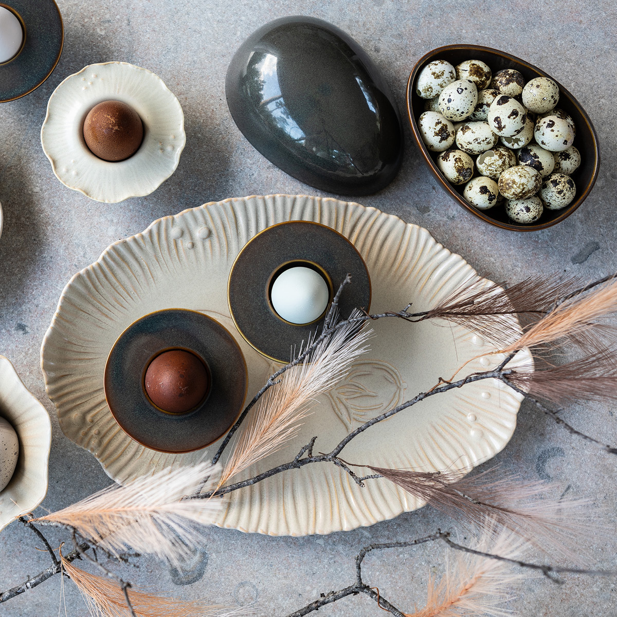 Cult Design Zen eggeskål 16x11 cm petrol/brun