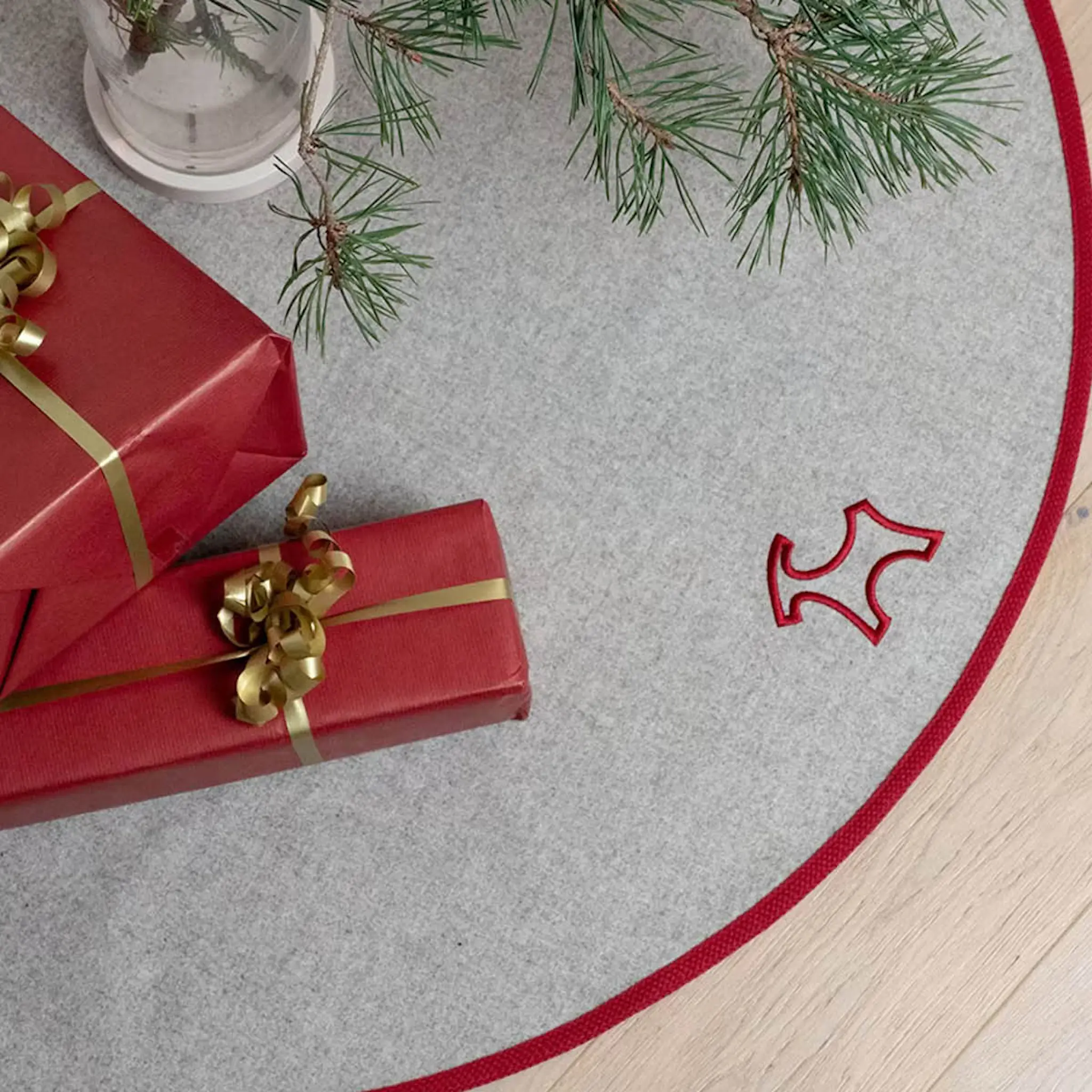 Rotor Design Julgransmatta ull 95 cm beige/röd