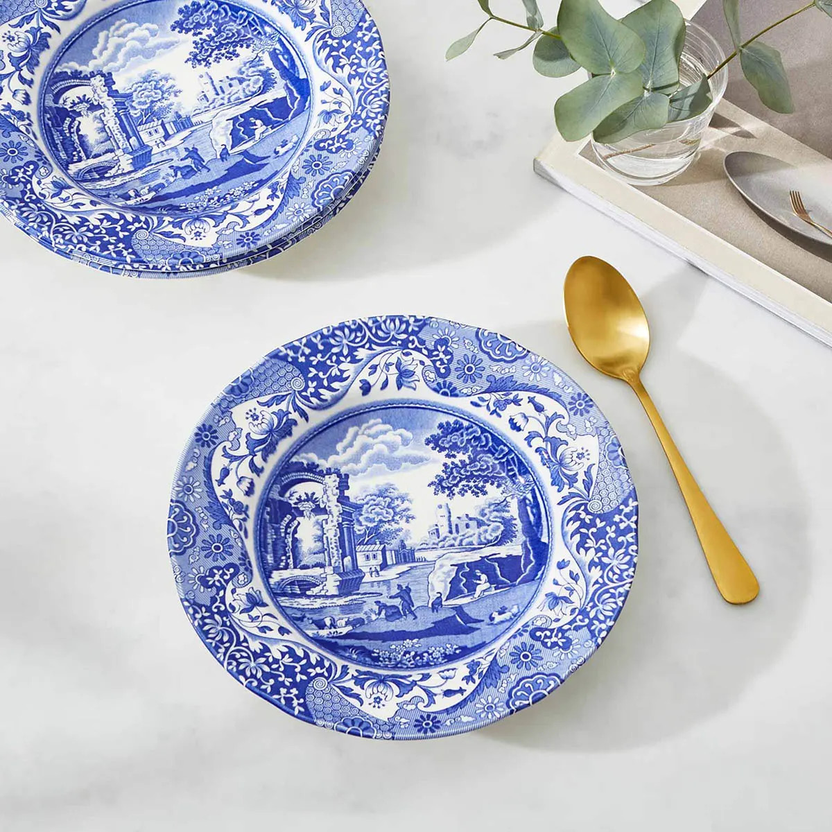 Spode Blue Italian tallerken dyp 23 cm blå/hvit