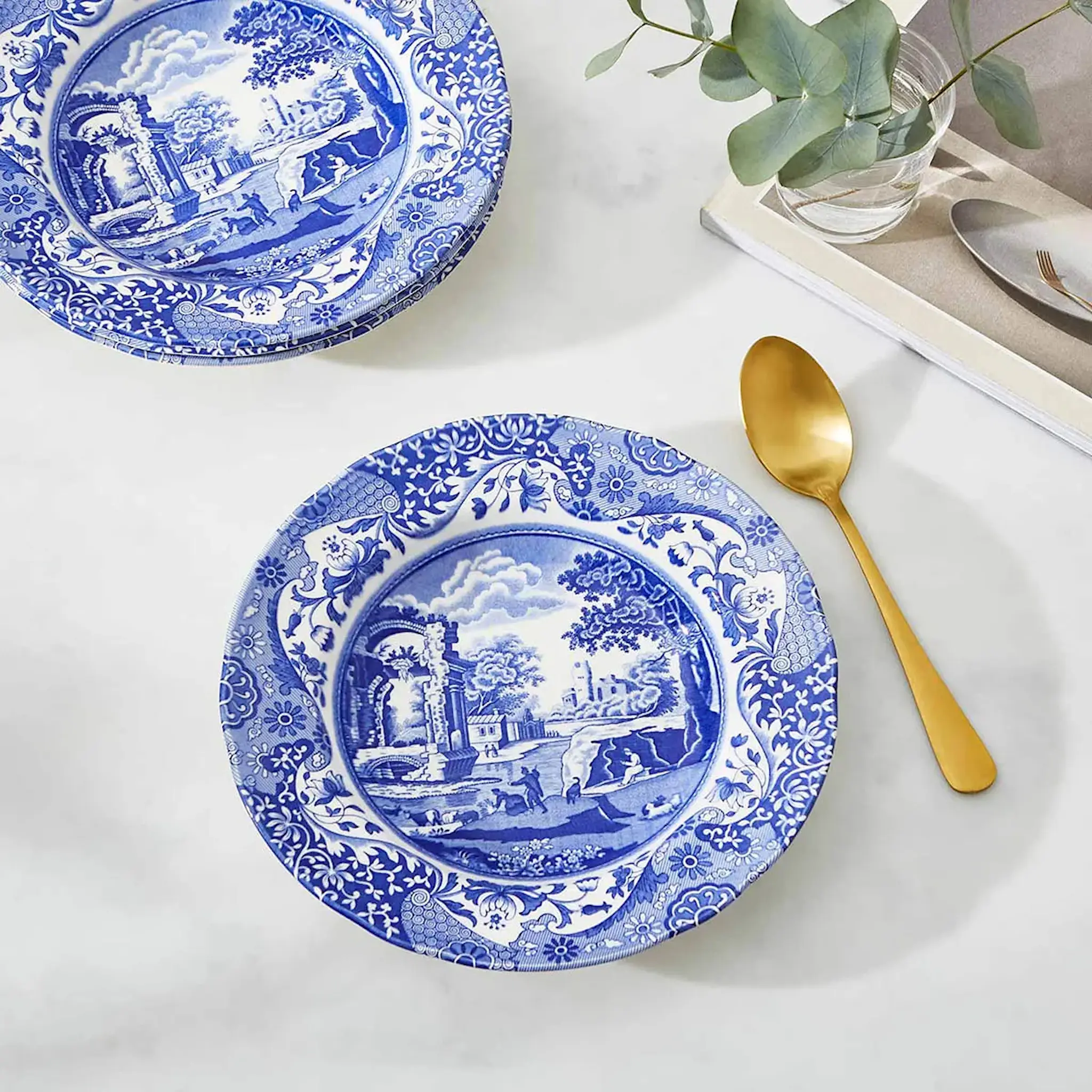 Spode Blue Italian djup tallrik 23 cm blå/vit