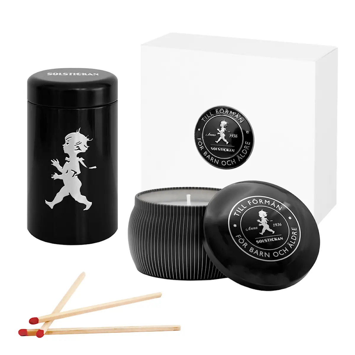 SOLSTICKAN Presentförpackning Doftljus+Tändsticksrör Cederträ