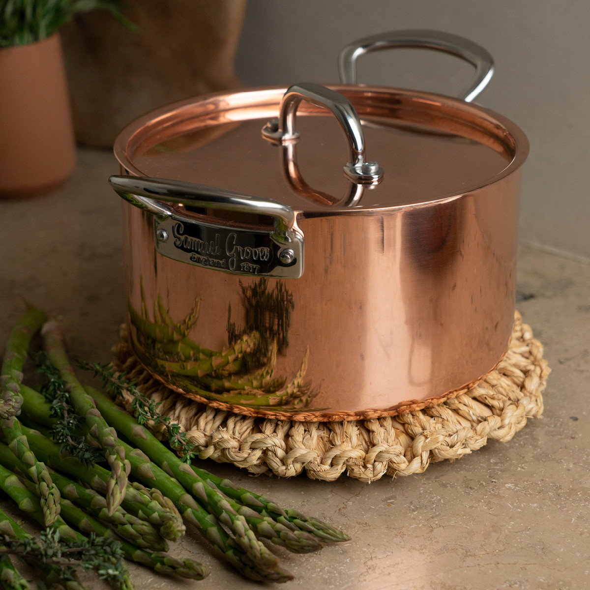 Samuel Groves Copper Induction gryte med lokk 3L