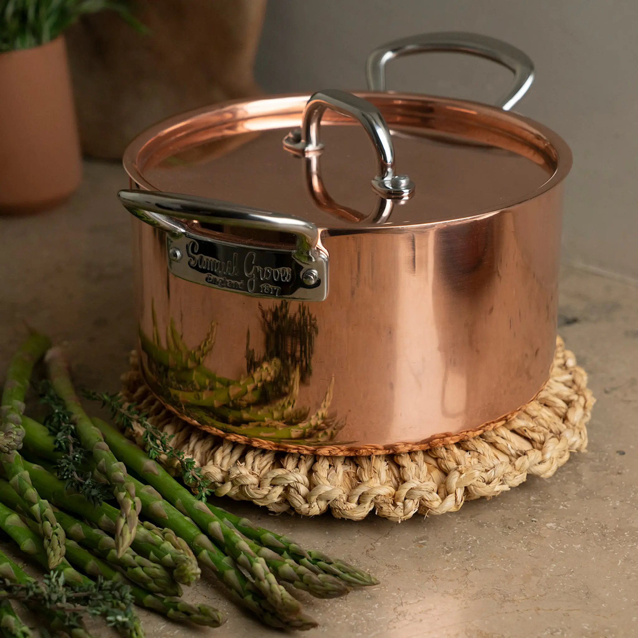 Samuel Groves Copper Induction gryte med lokk 3L