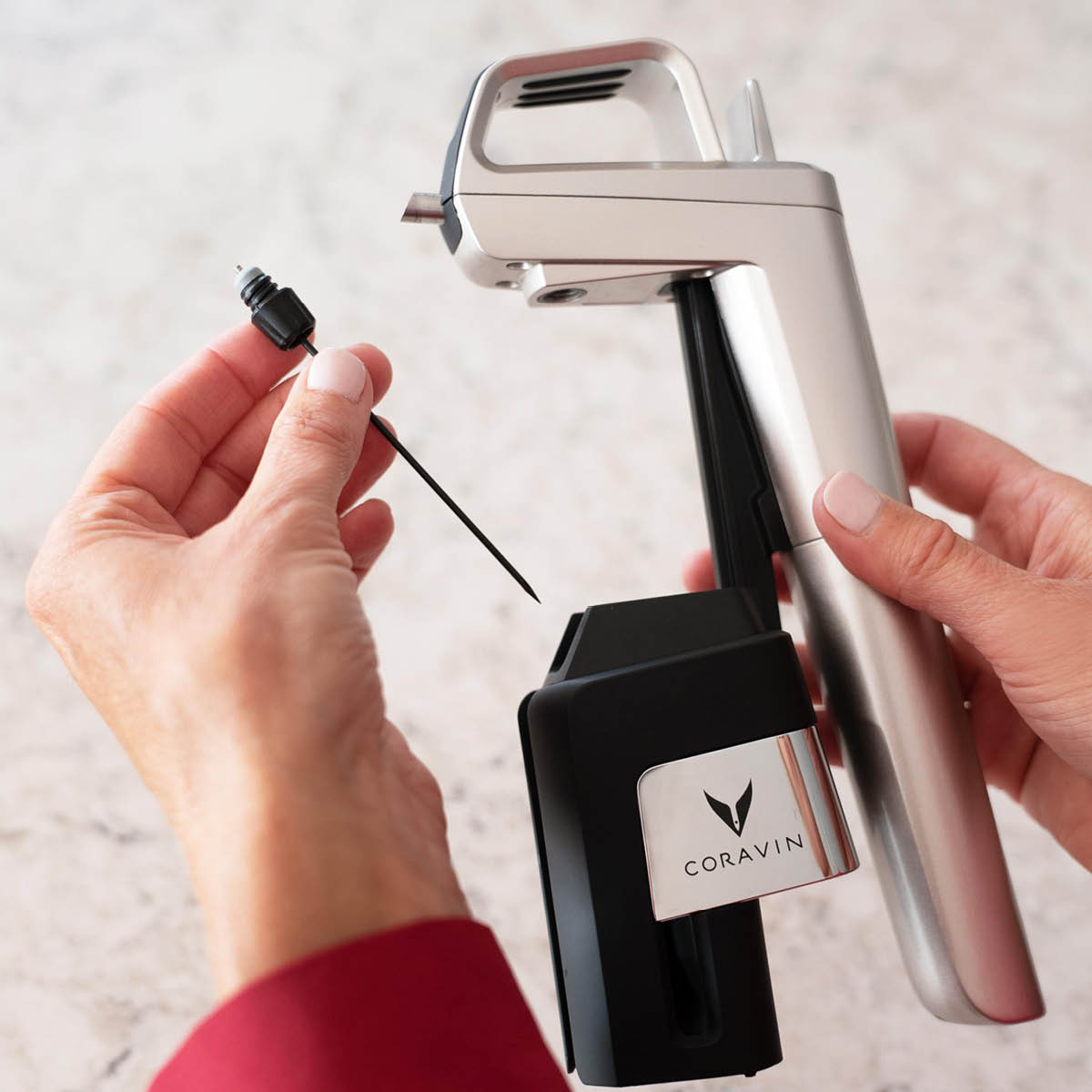 Coravin Timeless six+ vinkonserveringssystem 11 deler i veske sølv