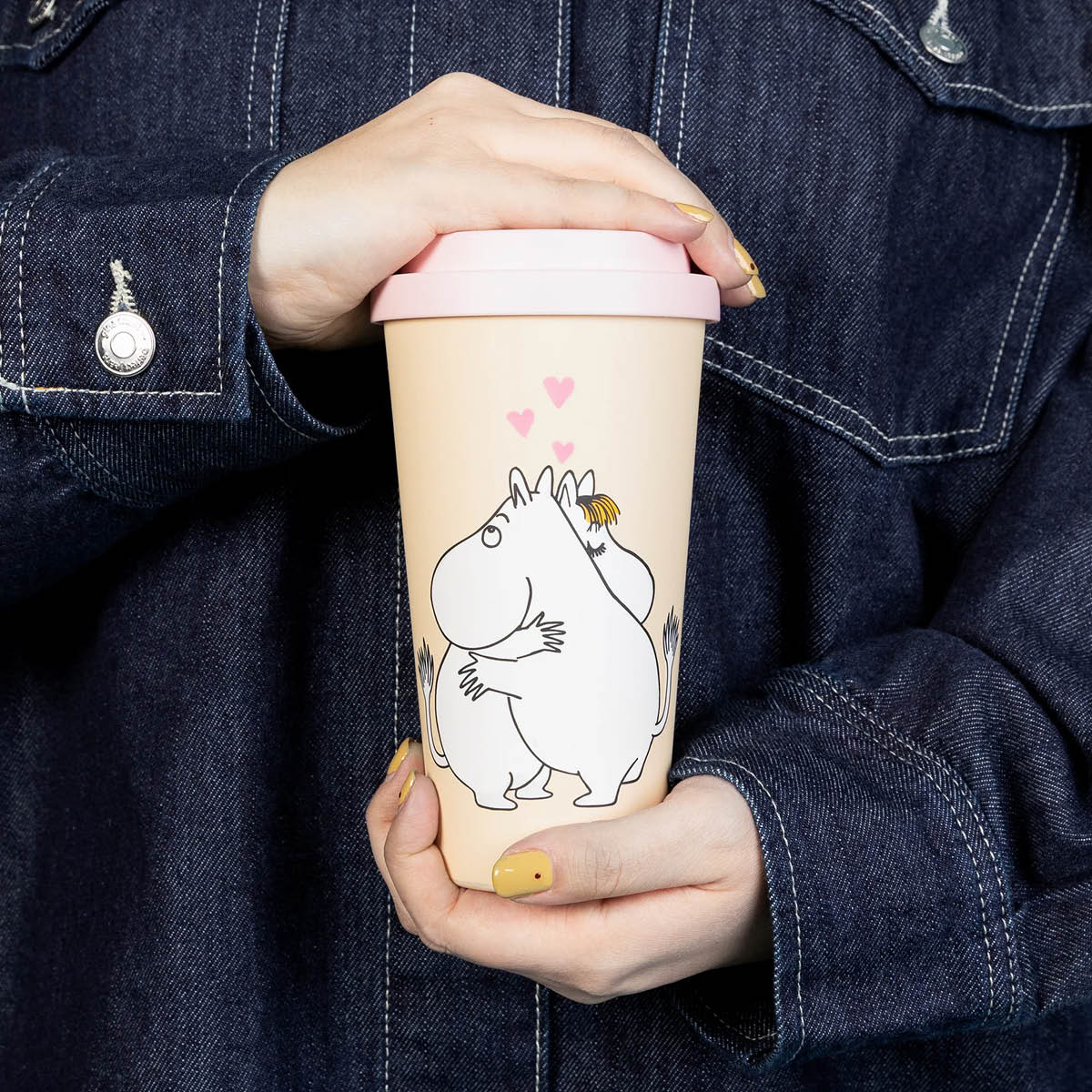 Nordicbuddies Mumin resemugg 45 cl Mumintrollet och Snorkfröken love persika
