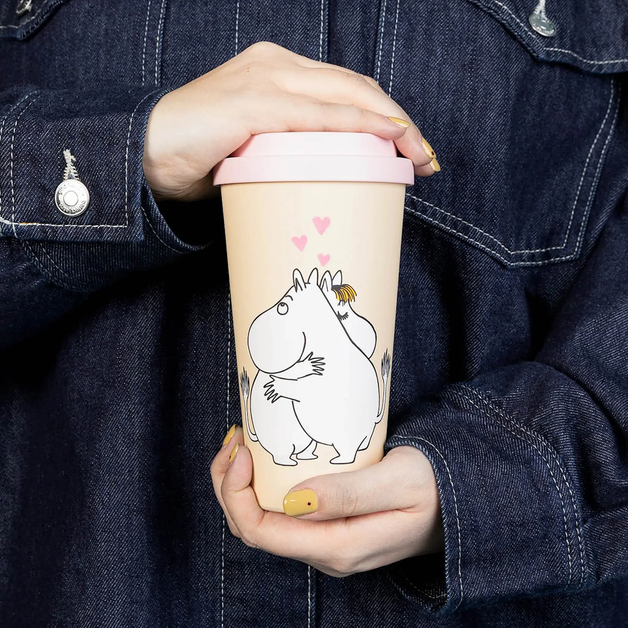 Nordicbuddies Mumin resemugg 45 cl Mumintrollet och Snorkfröken love persika