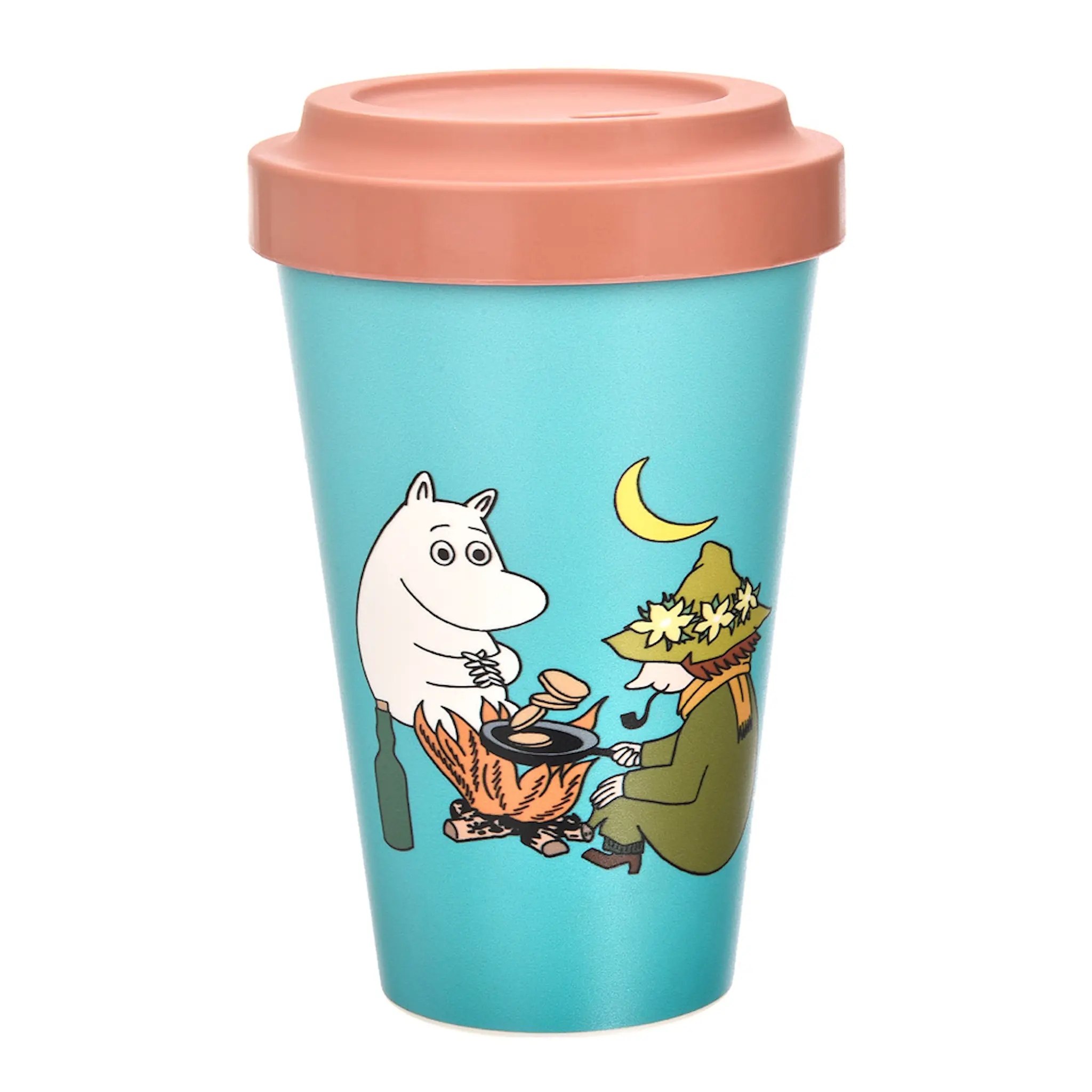 Nordicbuddies Mumin take away mugg 45 cl Mumintrollet och Snusmumriken camping blå