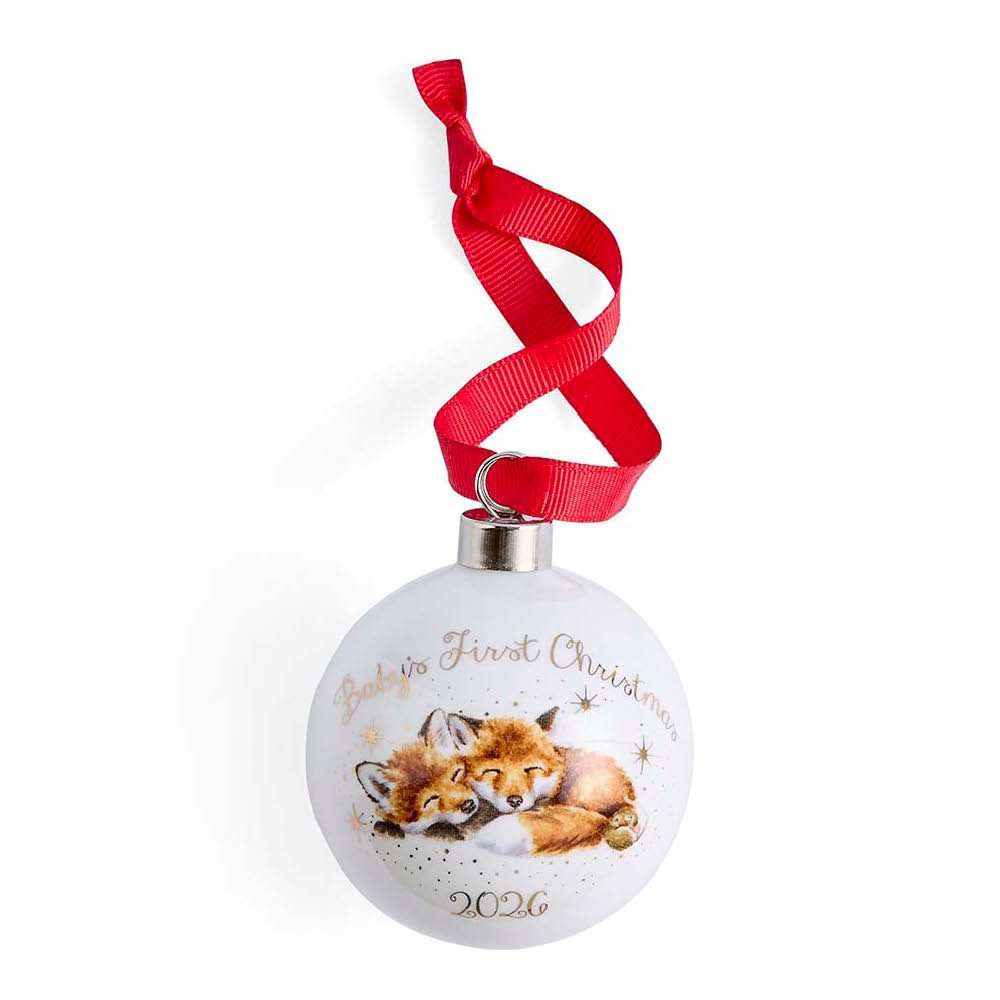 Royal Worcester Wrendale Designs joulupallo Baby's First Christmas 2026