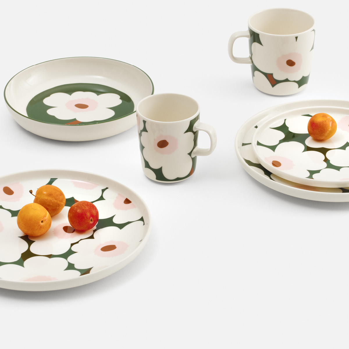 Marimekko Unikko Lautanen 25 cm Valkoinen/Vihreä/Roosa