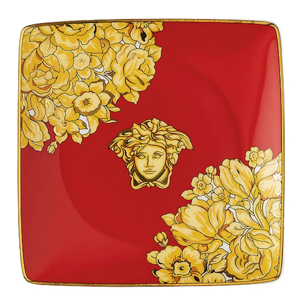 Medusa Rhapsody skål 12 cm fyrkantig flat röd/guld