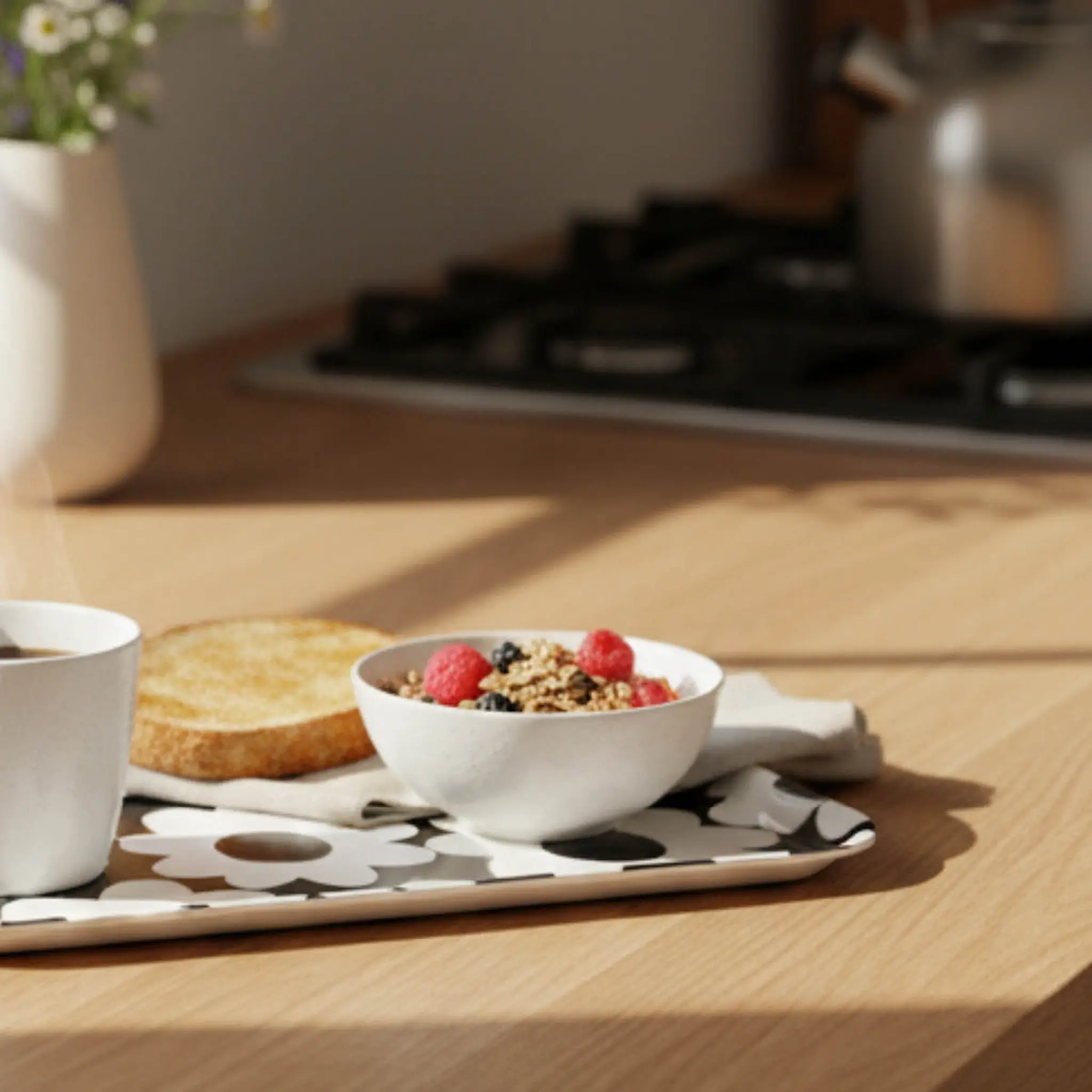 Rotor Design Flora serveringsbricka 27x20 cm svart/vit