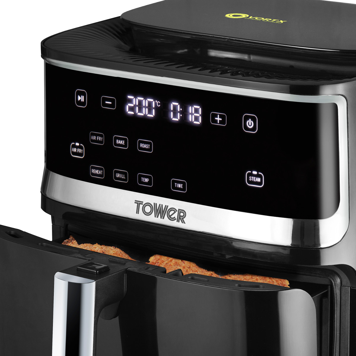 Tower Tower Airfryer höyrytoiminolla 7 L Musta