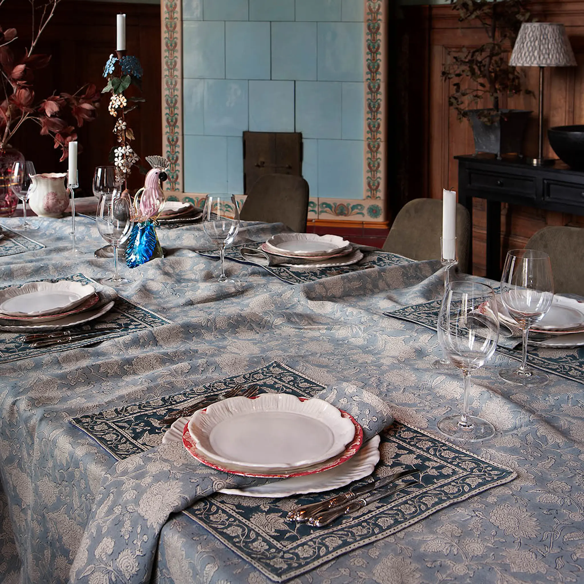 Chamois Indian Rose linneduk 170x270 cm dusty blue