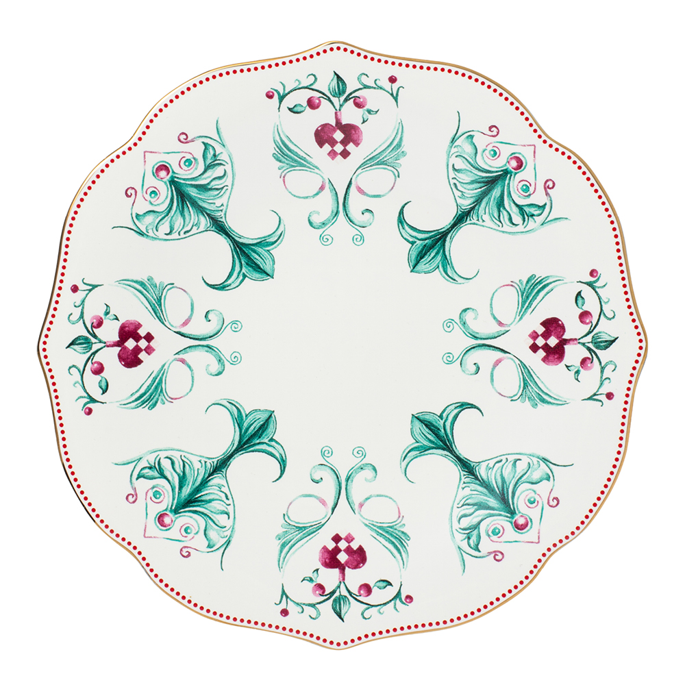 Magnor Lucia tallerken 21 cm hvit/rød/grønn