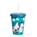 Mumin mugg med sugrör gård 45 cl blå