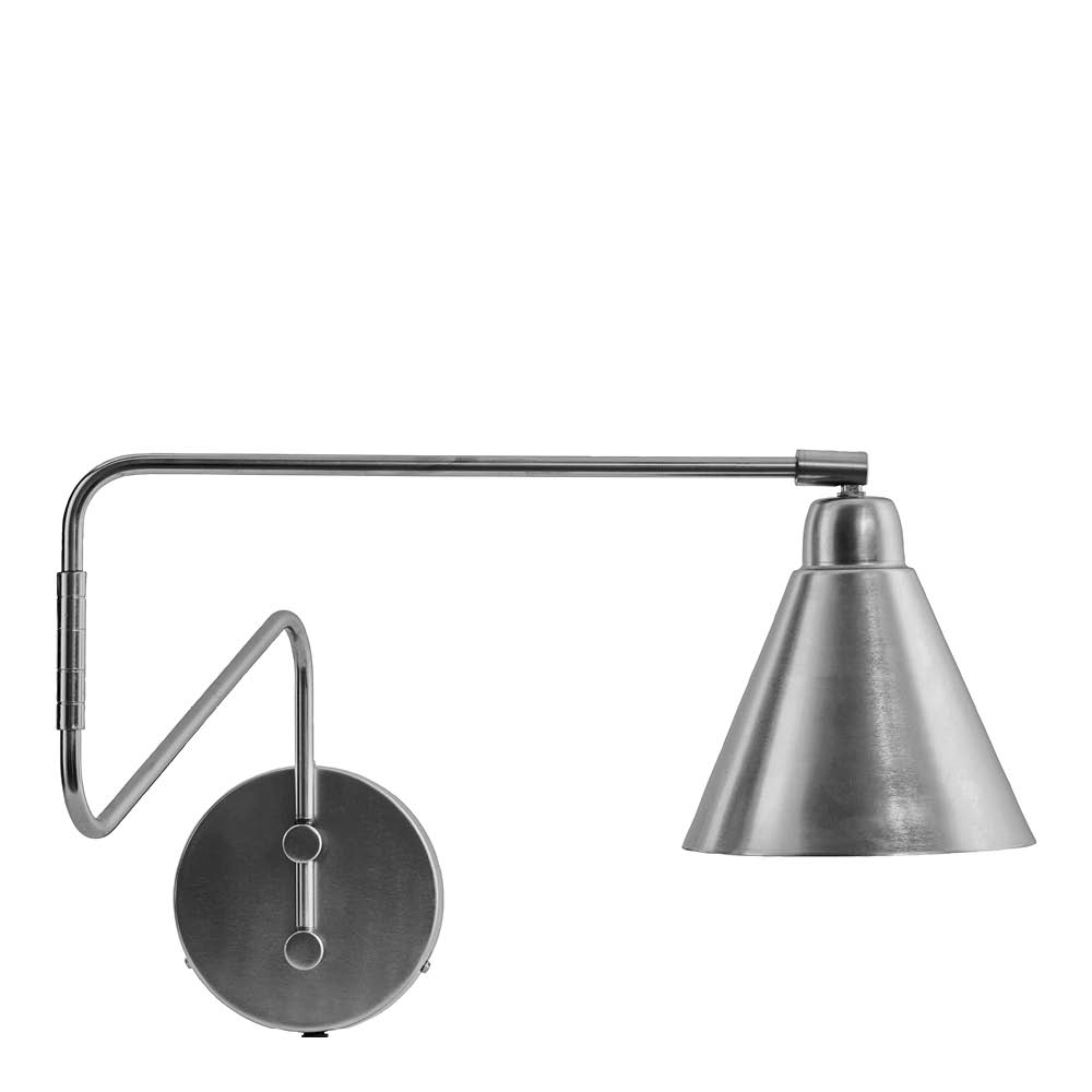 House Doctor Game vegglampe med justerbar arm 76x27 cm børstet sølvfinish