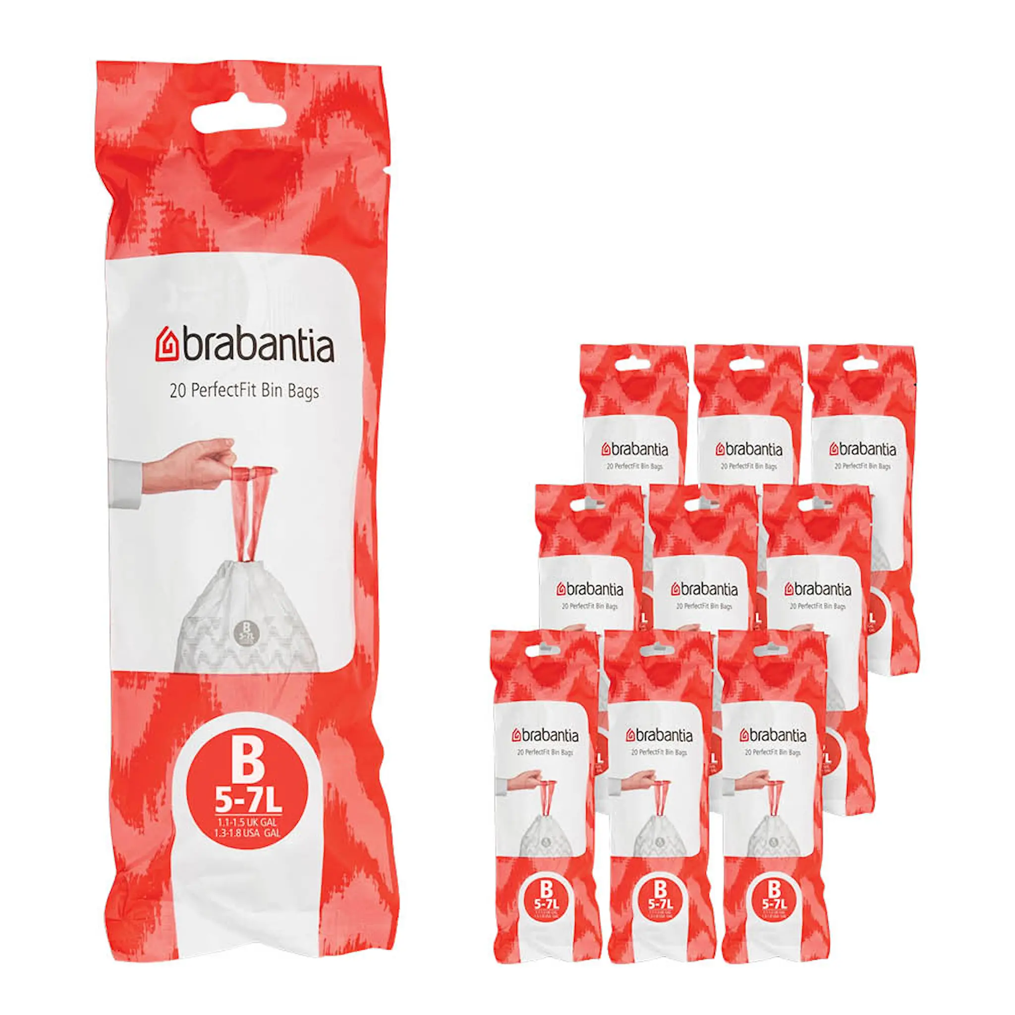 Brabantia PerfectFit avfallspåsar 5 L 200-pack Kod B vit