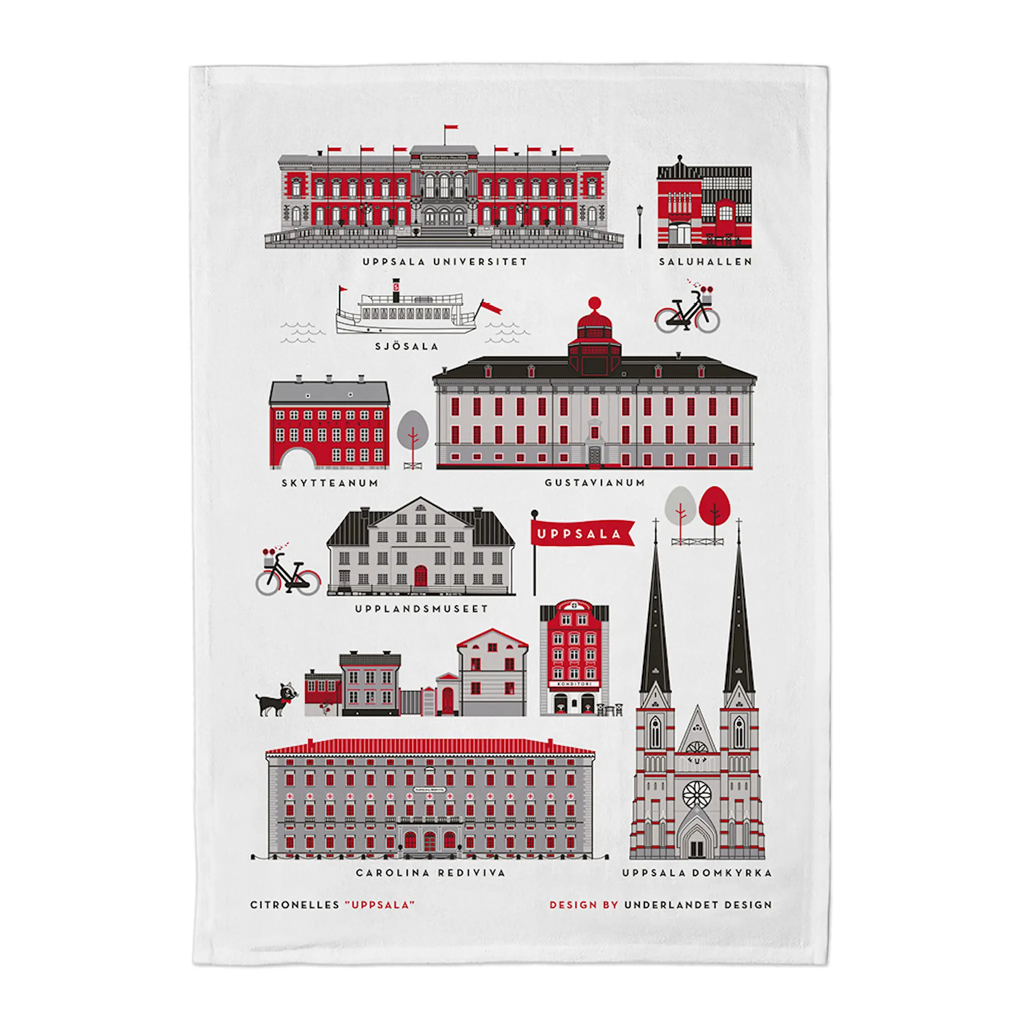Citronelles Uppsala Kökshandduk 50x70 cm Röd