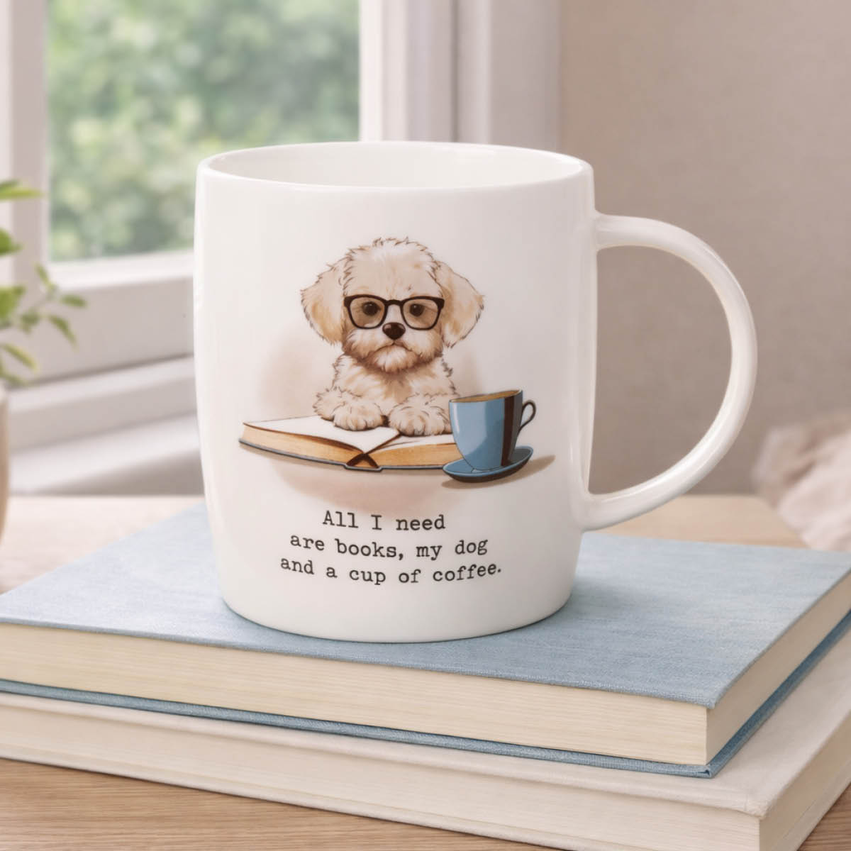 Könitz Mugg 40 cl All I need is Books, Dog, Coffee