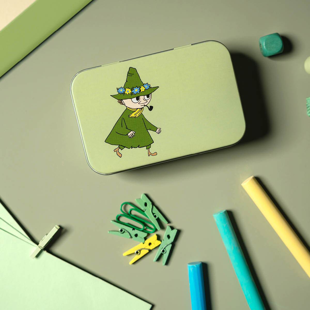 Muurla Muumi Peltipurkki Nuuskamuikkunen 10x6,5 cm Vihreä