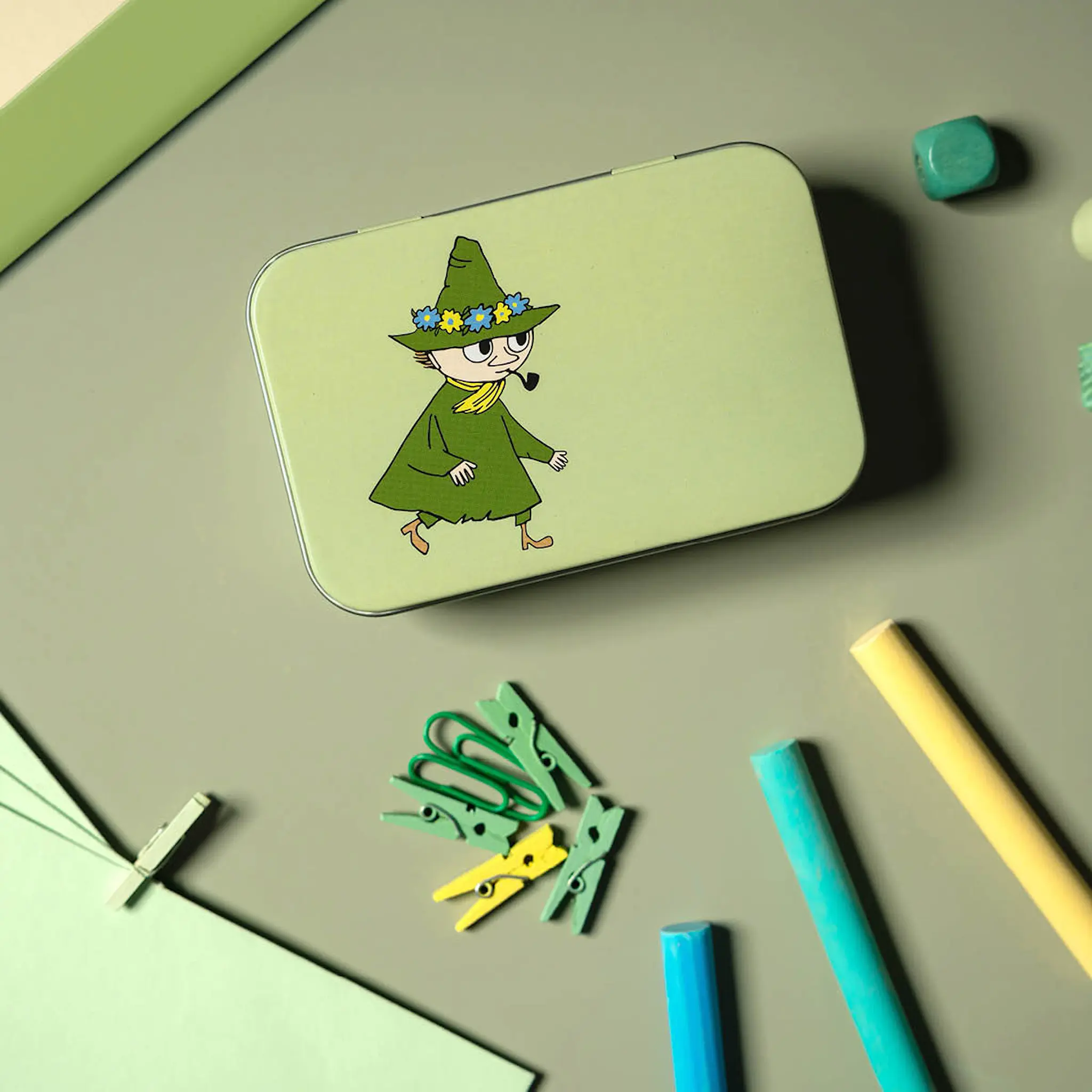 Muurla Muumi Peltipurkki Nuuskamuikkunen 10x6,5 cm Vihreä