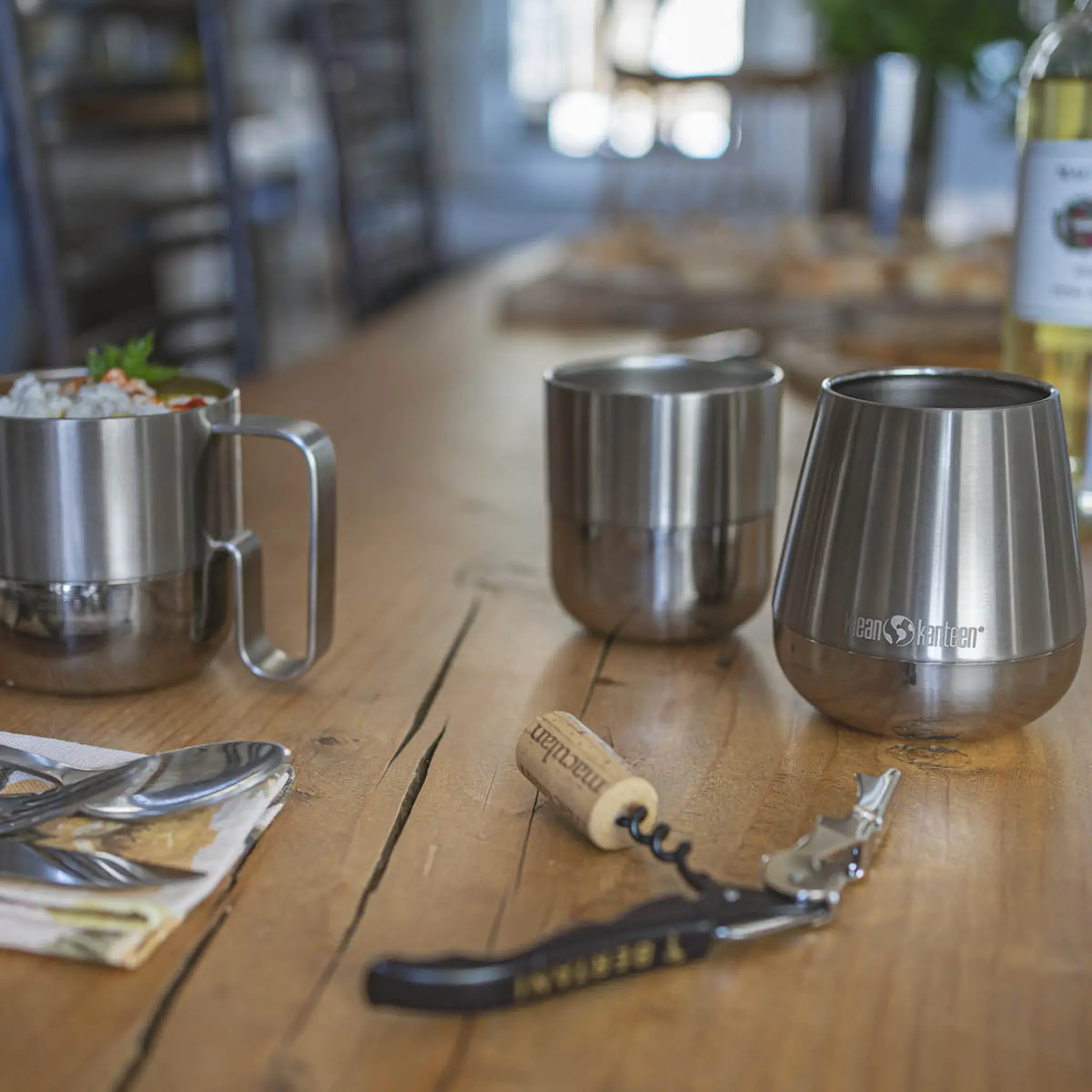 Klean Kanteen Rise Lowball mugg 30 cl med fliplock Borstat stål