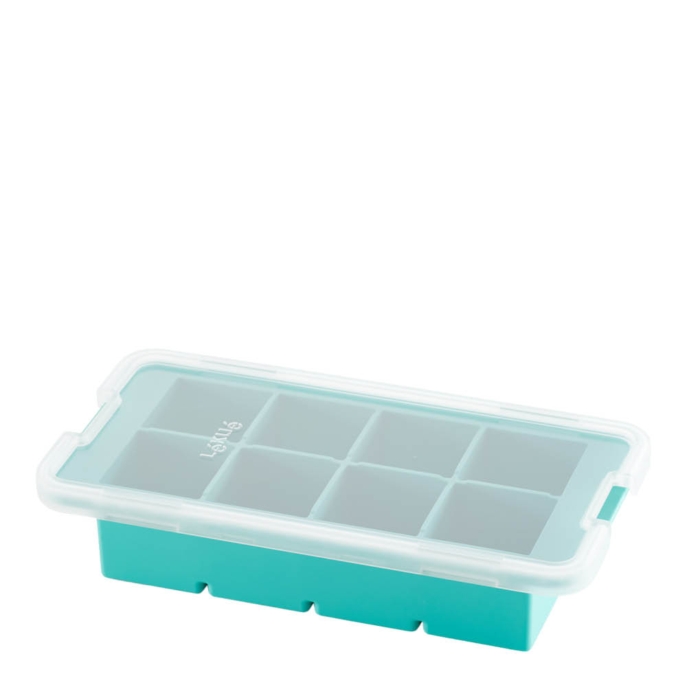 Lékué XL isform med lock för 8 stora iskuber turkos