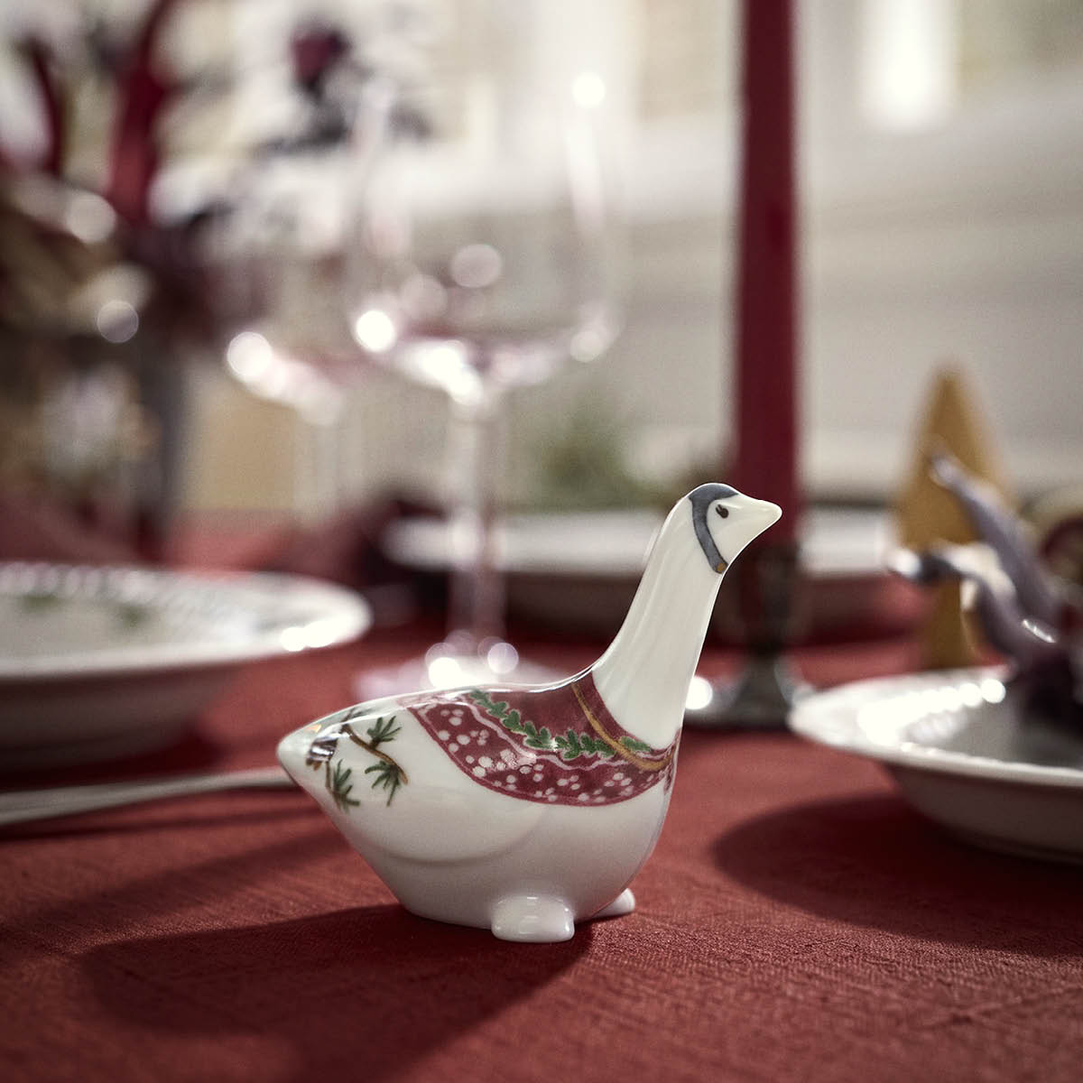 Kähler Hammershøi Christmas gås 8 cm vit med dekor