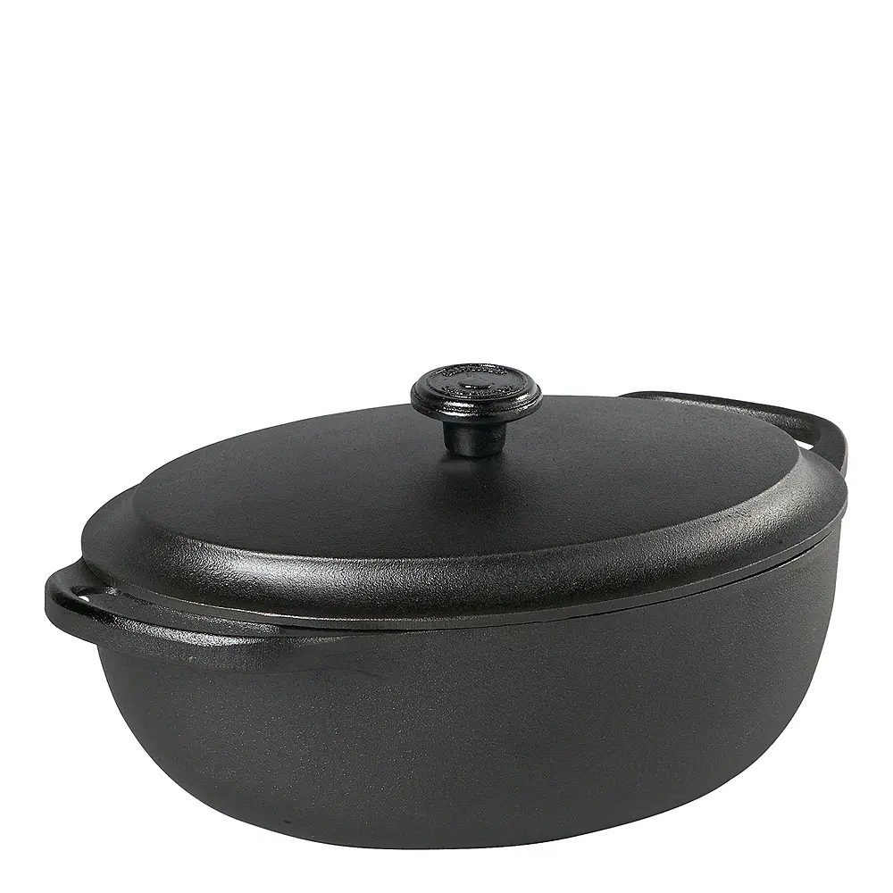 Gryte oval med jærnlokk 4L
