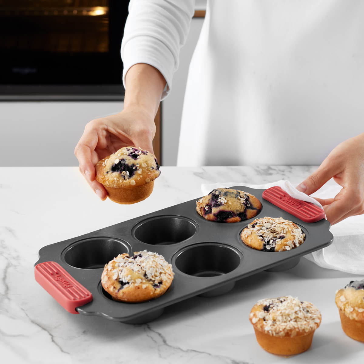 Lékué Bakform för muffins 6 hål 36x18 cm keramisk non-stick