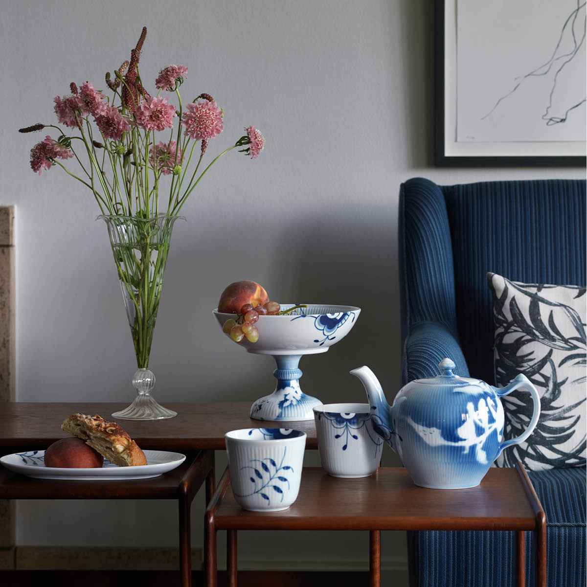 Royal Copenhagen Blå Mega Riflet termokopp 26 cl