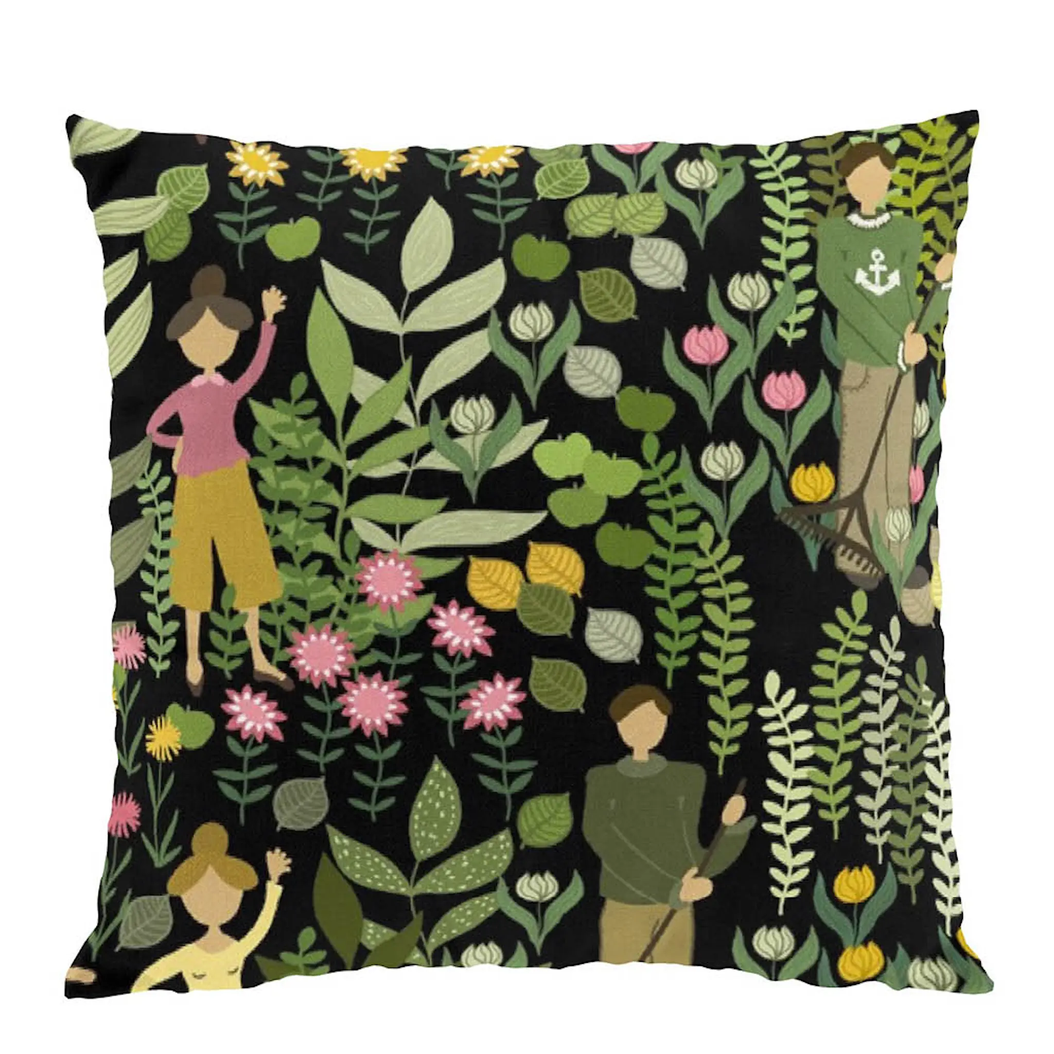 Arvidssons Trädgård kuddfodral 47x47 cm svart/grön