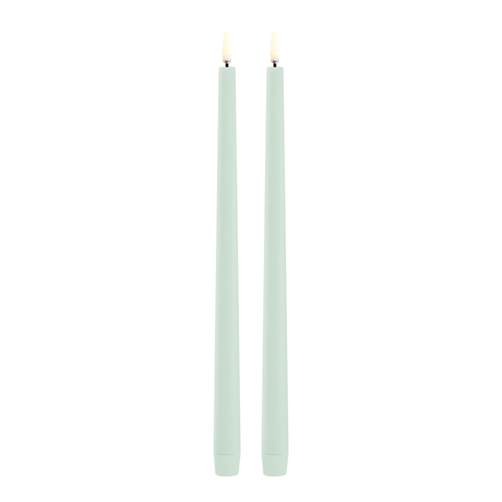 Uyuni Lighting - Taper Candles slim LED Kruunukynttilä 2,3x32 cm 2 kpl Dusty Green