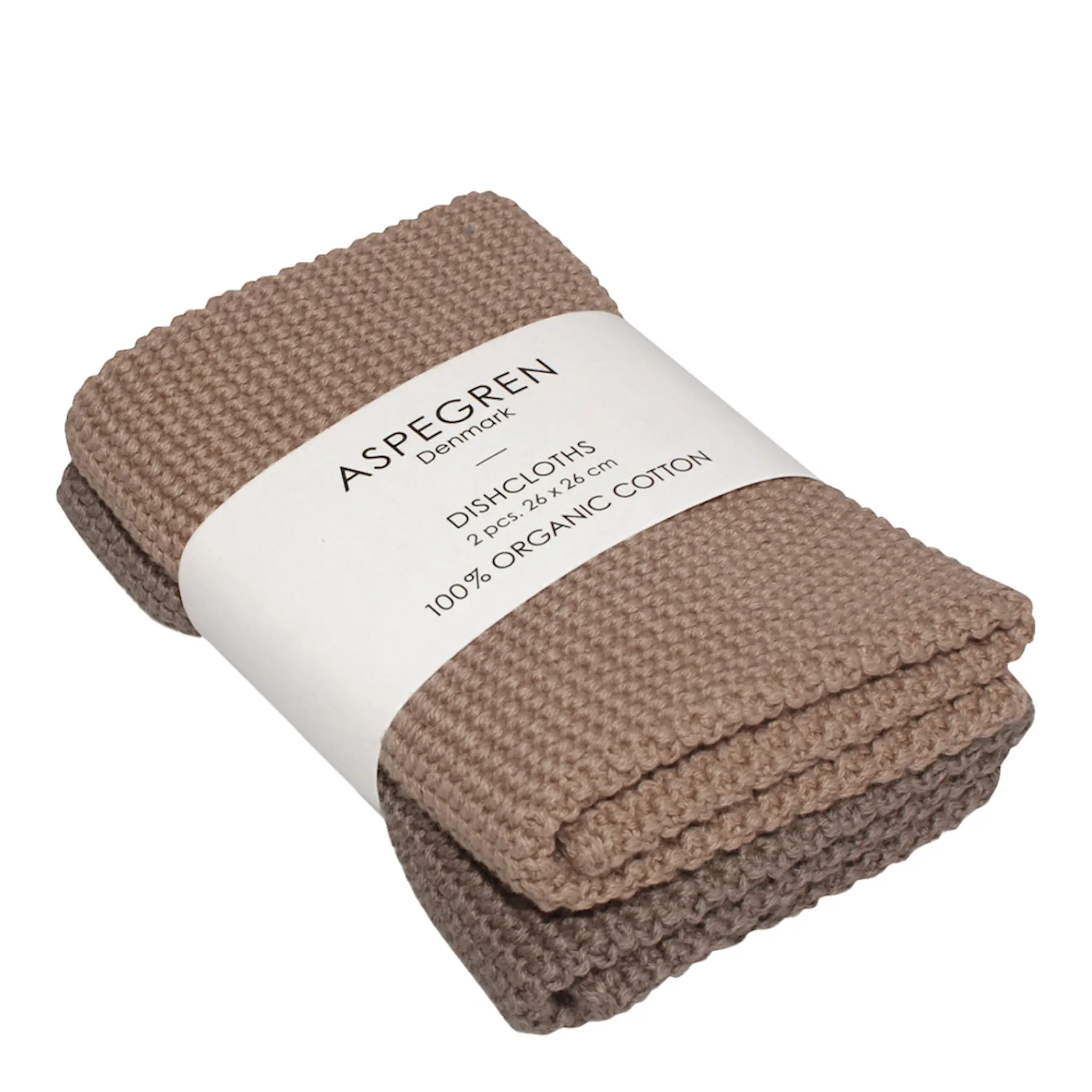 Aspegren Solid disktrasa stickad 26x26 cm 2-pack mocha mousse