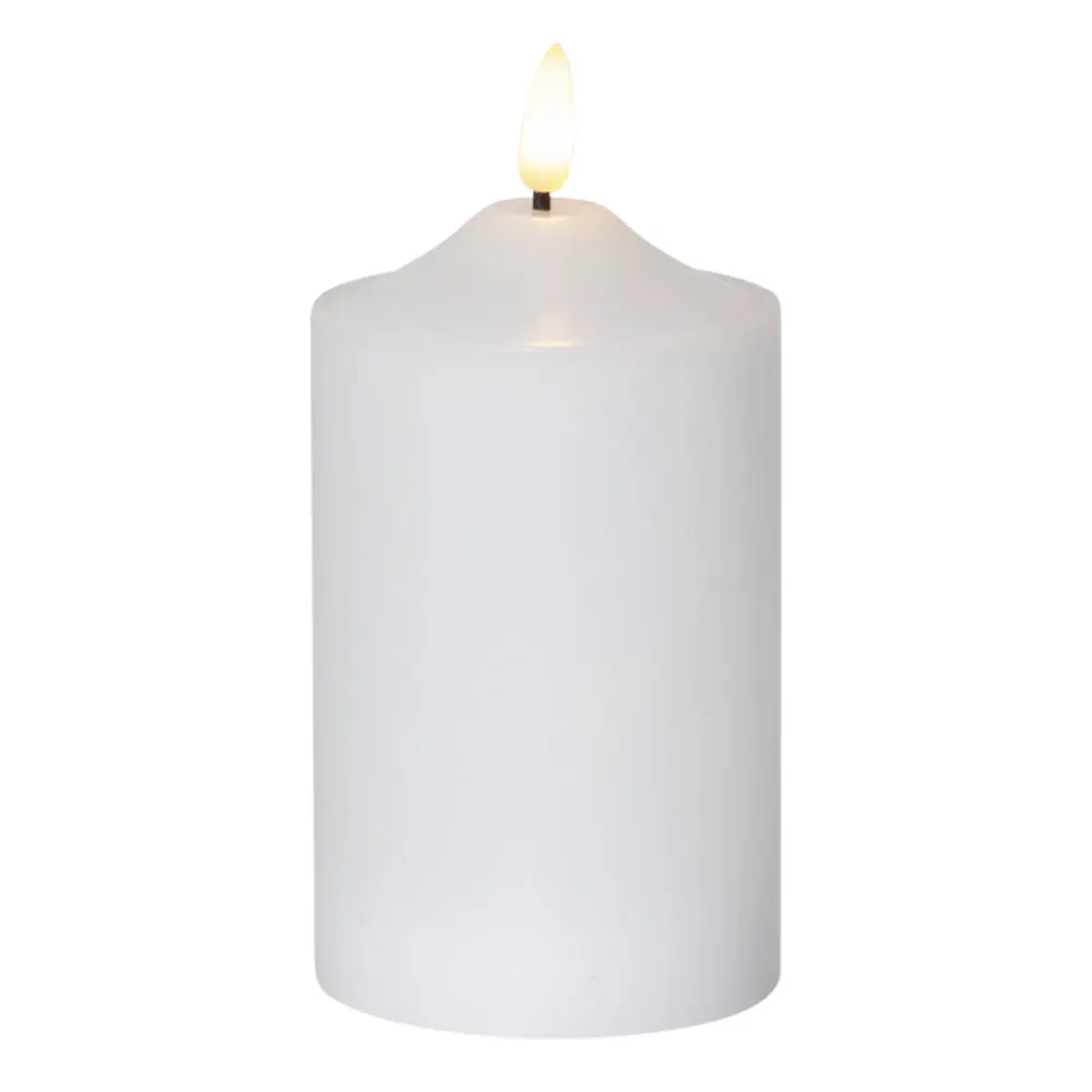 Flamme led-kubbelys med timer 15 cm hvit