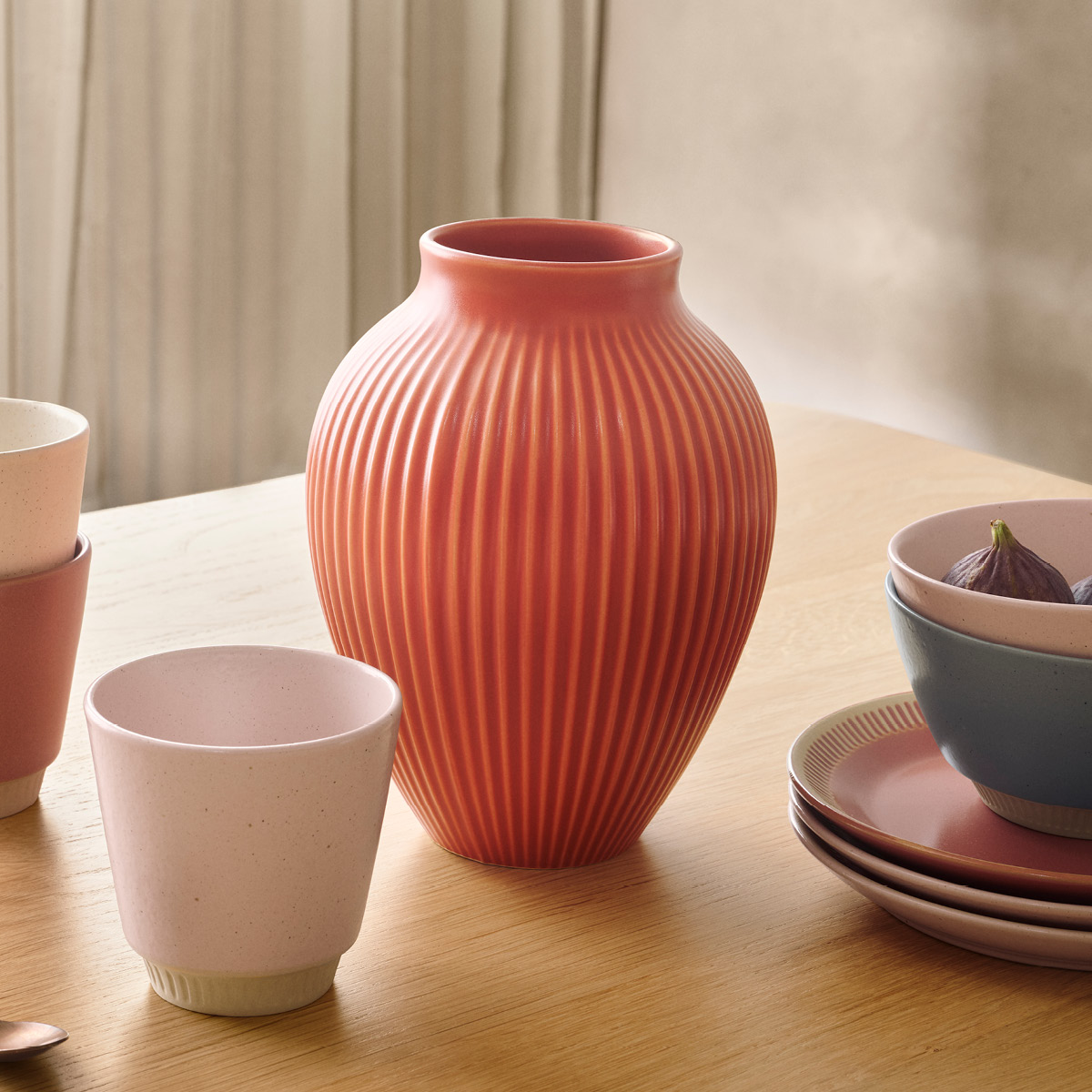 Knabstrup Keramik Ripple Maljakko 27 cm Koralli