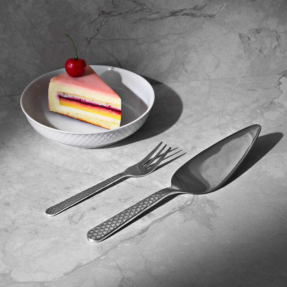 Lyngby Porcelæn Rhombe tårtgaffel 4-pack stål