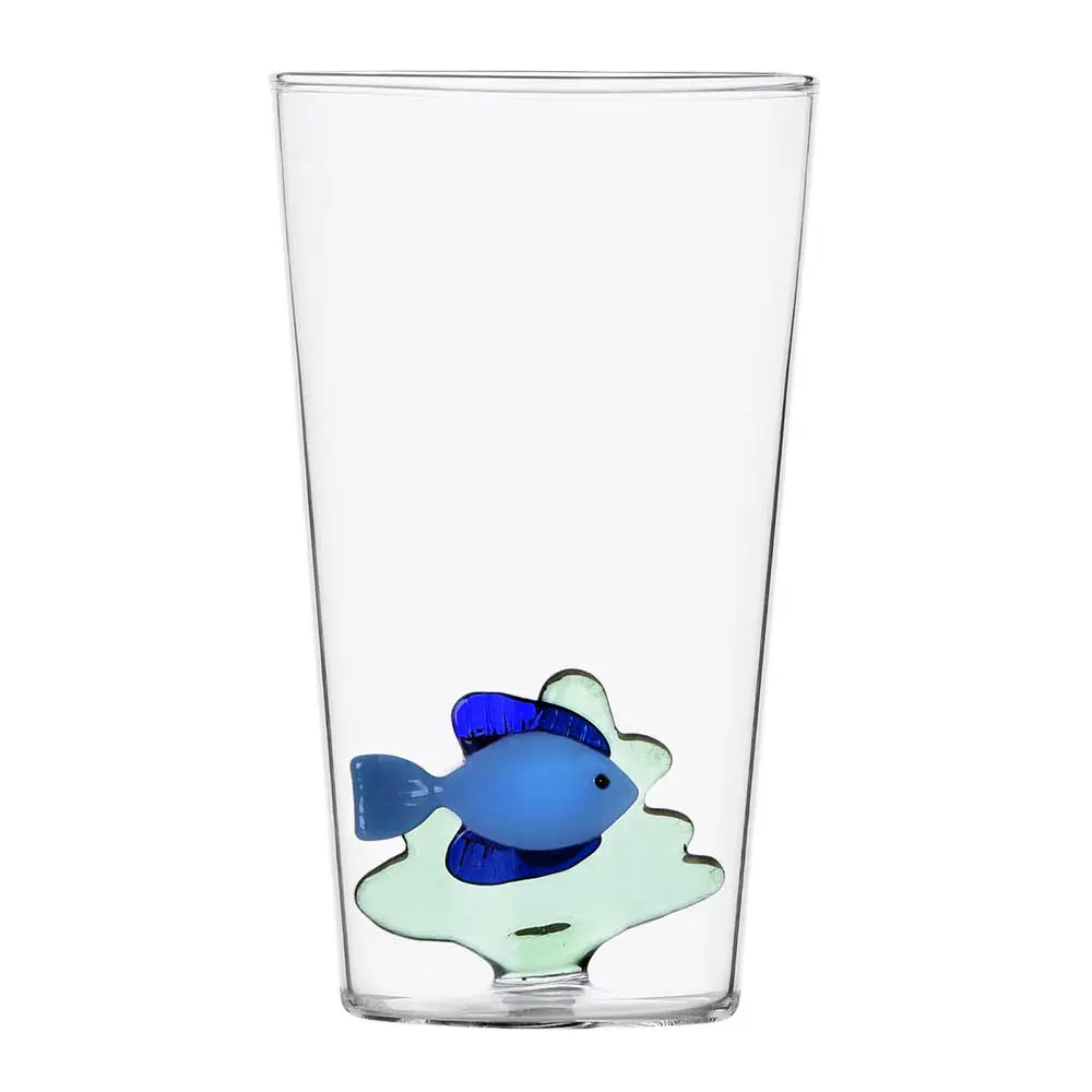 Marine Garden longdrink-lasi 45 cl sininen kala ja vihreä merilevä