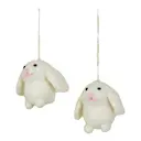Påskpynt hänge 4x3 cm Kanin mini 2-pack vit