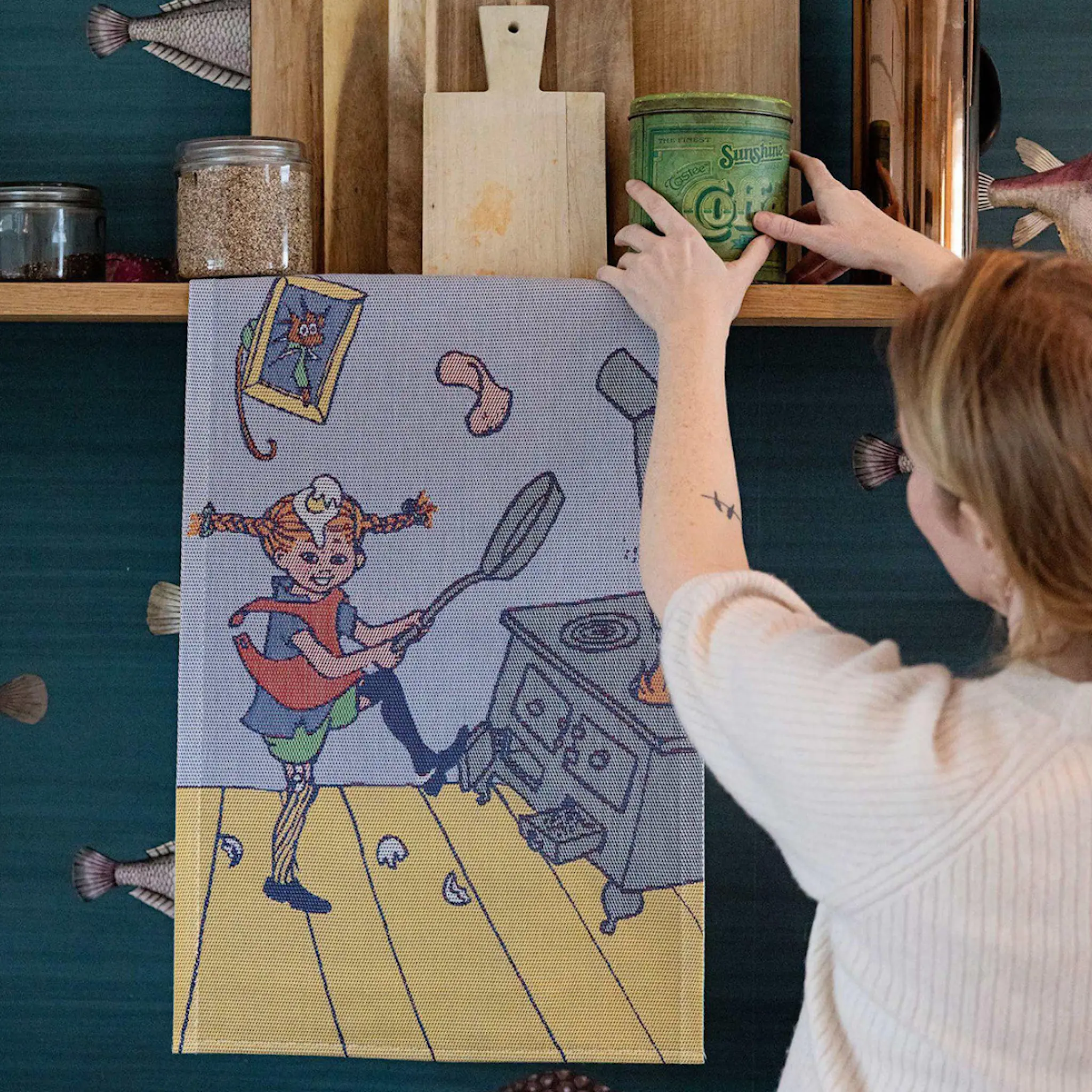 Ekelund Pippi kökshandduk 40x60 cm Pannkakskaos