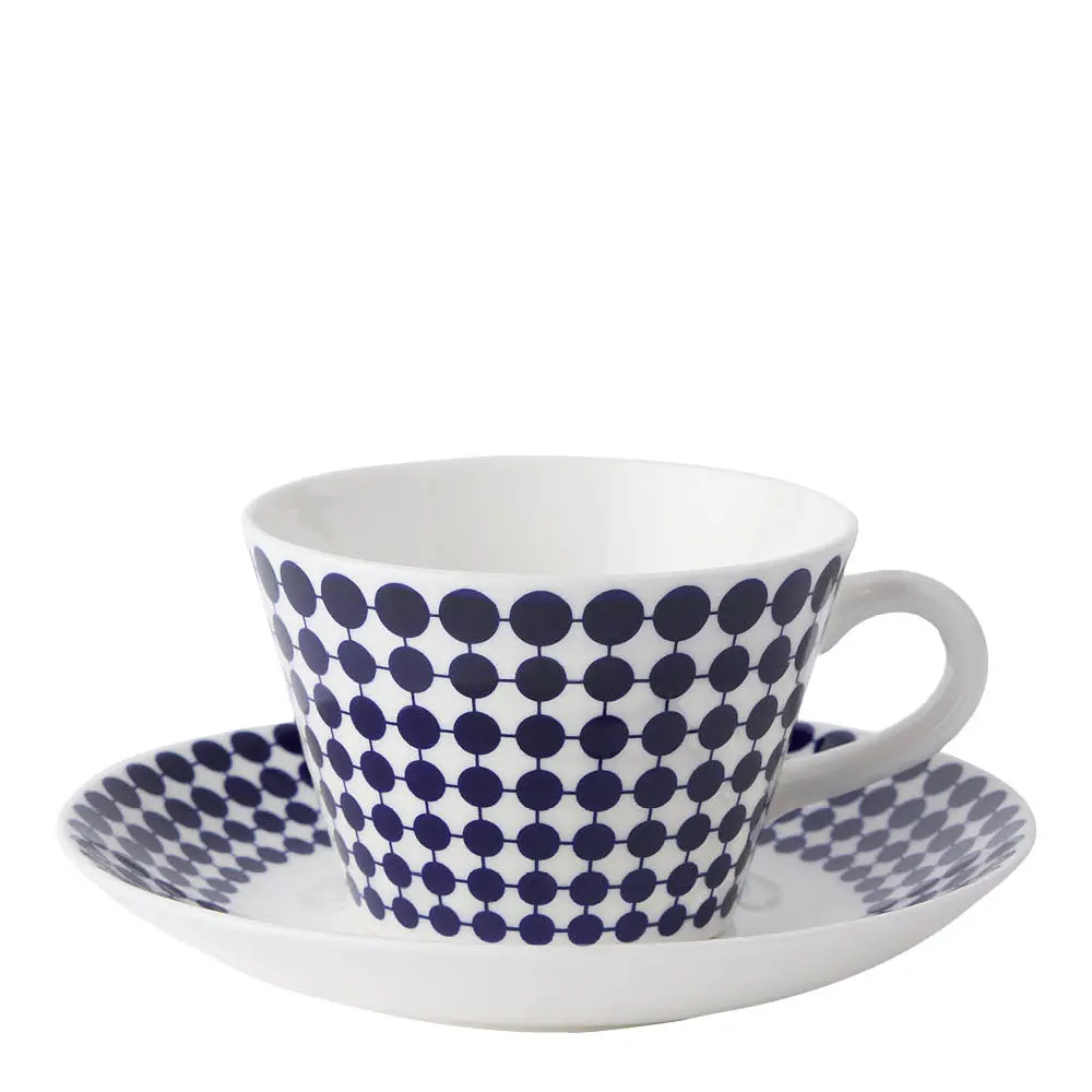 Adam konisk kaffekopp med skål 15 cl blåhvit