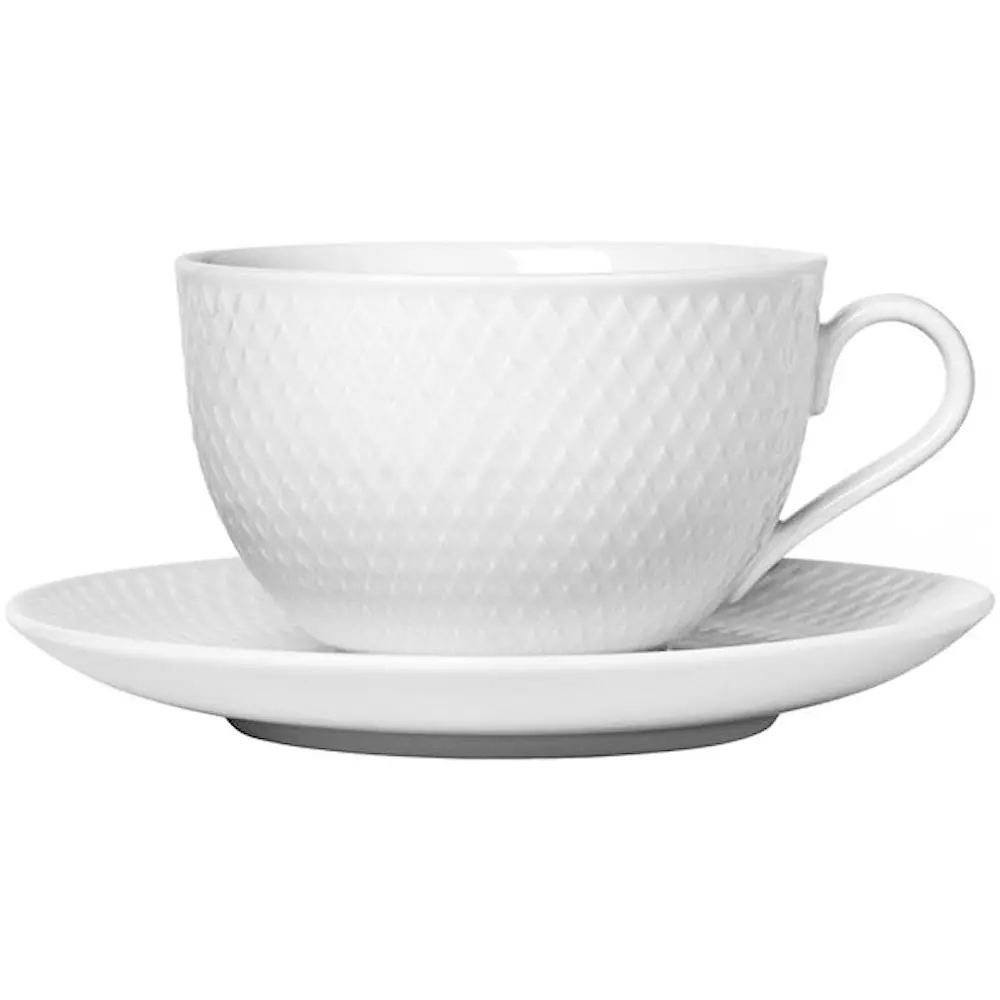 Rhombe Teekuppi ja aluslautanen 39 cl Valkoinen