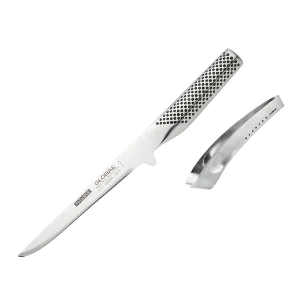 Global G-2163 filetkniv G21 + fiskebenspinsett 13 cm