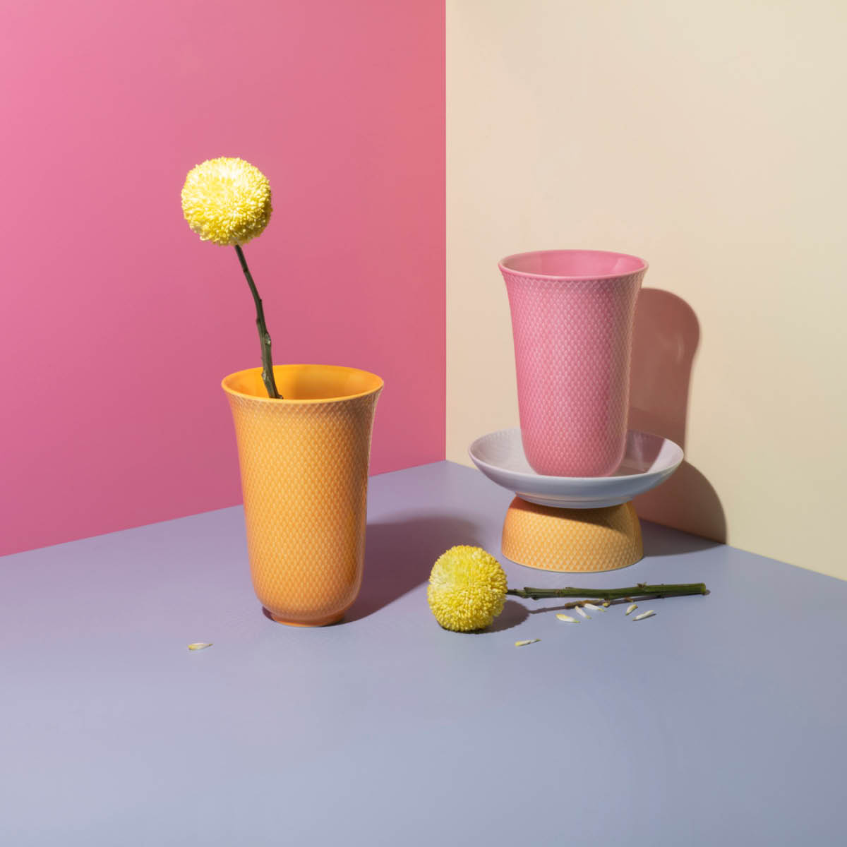 Lyngby Porcelæn Rhombe Color Maljakko 20 cm Keltainen