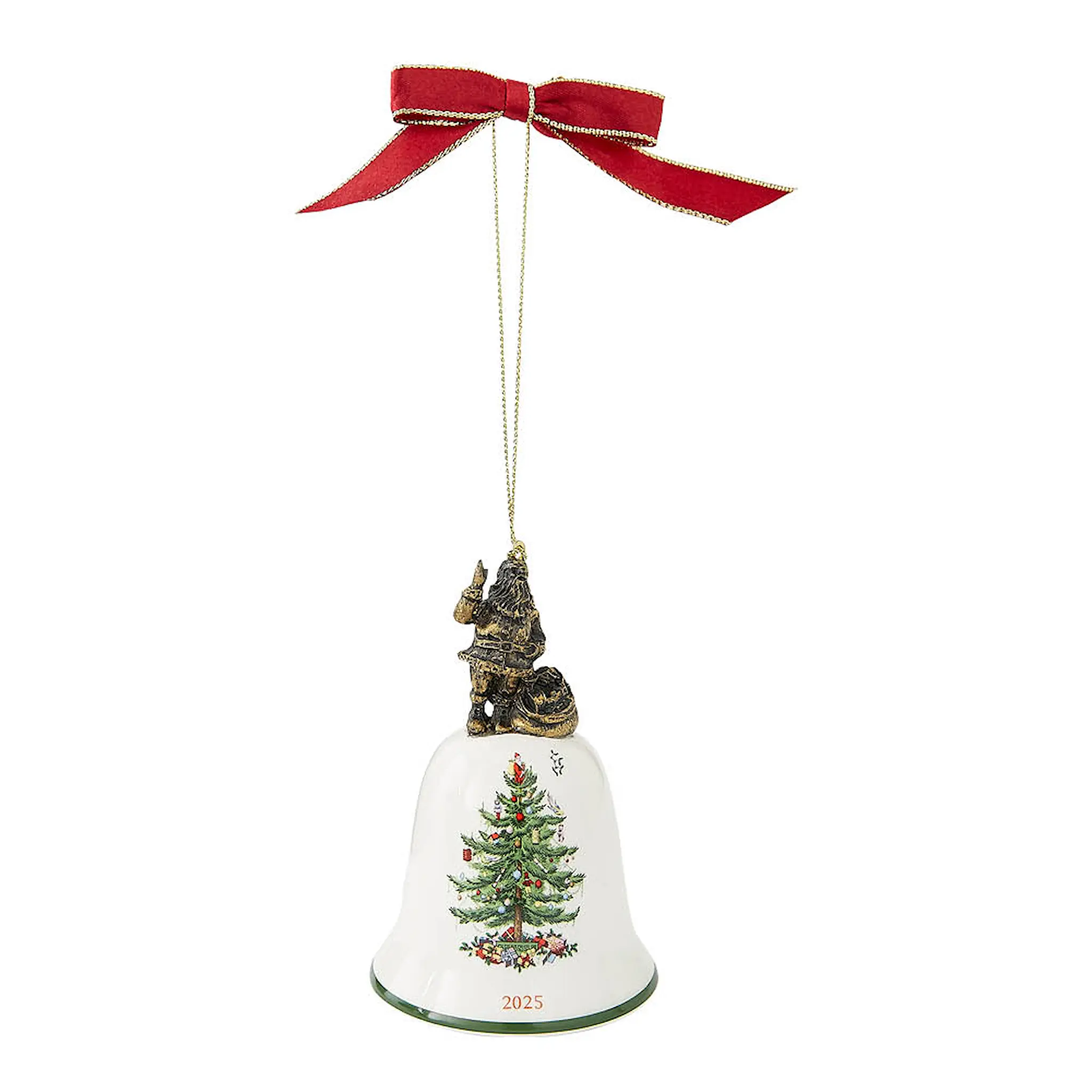 Spode Christmas Tree julgranspynt klocka 10,2x6,6 cm