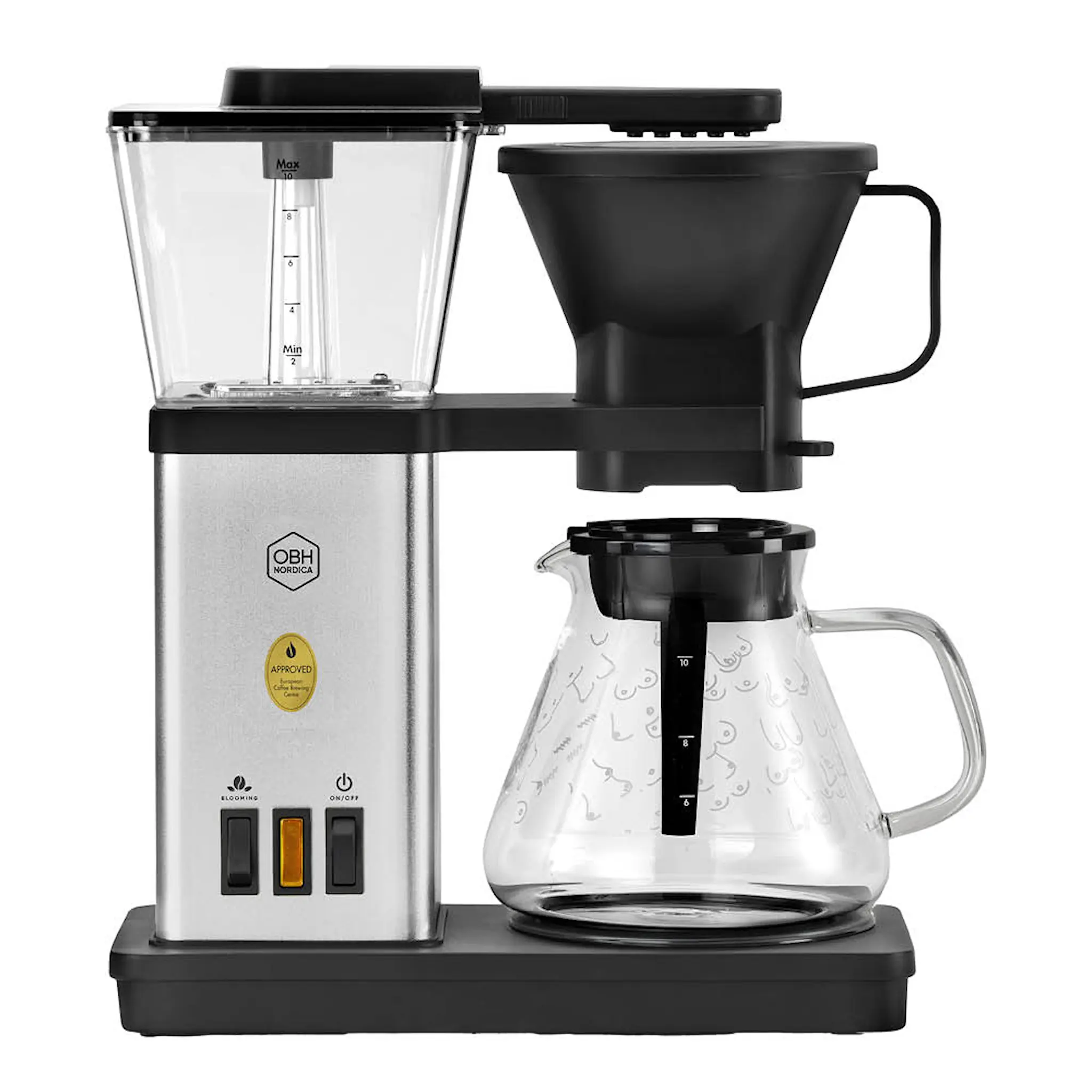 OBH Nordica Rosa Bandet Blooming kaffebryggare 1,25 L silver/bröstmönster